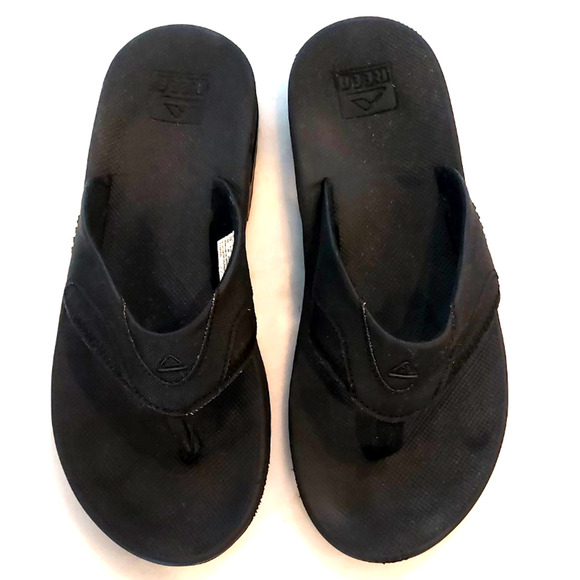 REEF BLACK BOTTLE OPENER FLIP FLOP‎ THONG SANDALS, MENS SIZE 12 - Picture 1 of 10